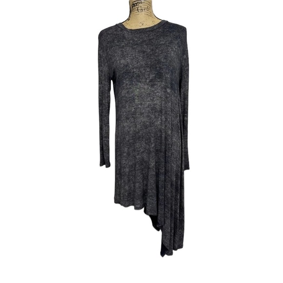 BOUTIQUE Asymmetrical Hem Tunic Boho Acid Wash Tunic Size Small Navy - Picture 4 of 12